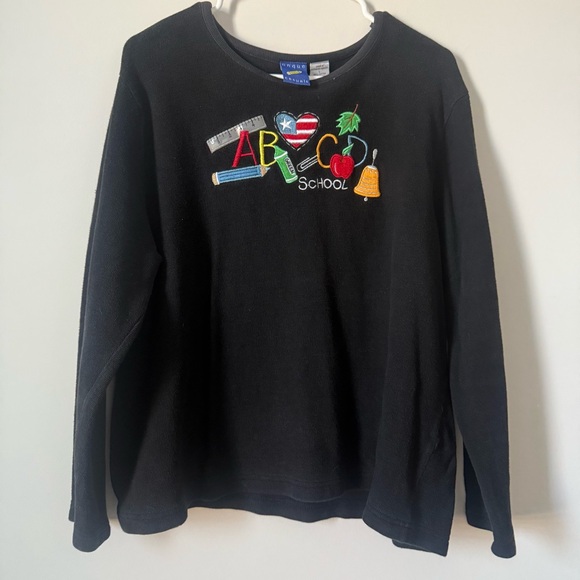 Onque Casuals Tops - BACK TO SCHOOL! 🍎 Embroidered Appliqué Teacher Cotton Long Sleeve Shirt